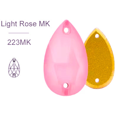 MK Light Rose Glass Crystal Teardrop: 11x18mm