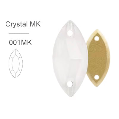 MK White Glass Crystal Horseeye: 7x15mm