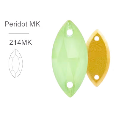 MK Peridot Glass Crystal Horseeye: 7x15mm