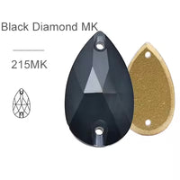 MK Black Diamond Glass Crystal Teardrop: 11x18mm