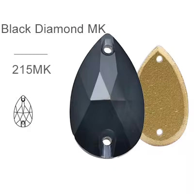 MK Black Diamond Glass Crystal Teardrop: 11x18mm