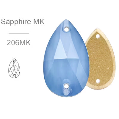 MK Sapphire Glass Crystal Teardrop: 11x18mm