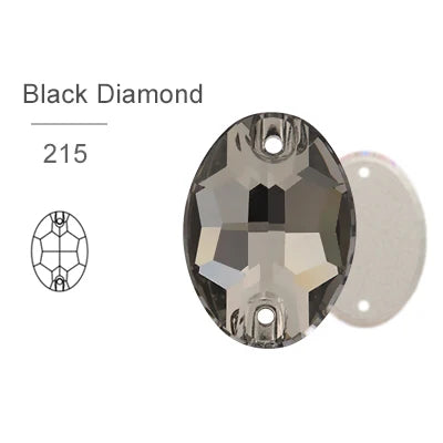 Black Diamond Glass Crystal Oval 13x18mm