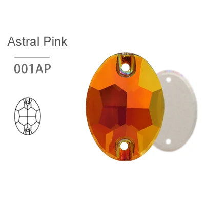 Astral Pink Glass Crystal Oval 13x18mm