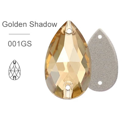 Golden Shadow Glass Crystal Teardrop: 11x18, 13x22, or 17x28mm