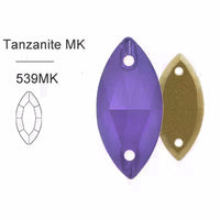 MK Tanzanite Glass Crystal Horseeye: 7x15mm