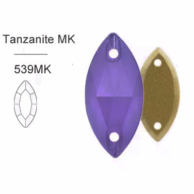 MK Tanzanite Glass Crystal Horseeye: 7x15mm