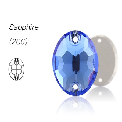 Sapphire Glass Crystal Oval 13x18mm