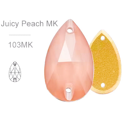 MK Peach Glass Crystal Teardrop: 11x18mm