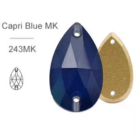 MK Capri Blue Glass Crystal Teardrop: 11x18mm