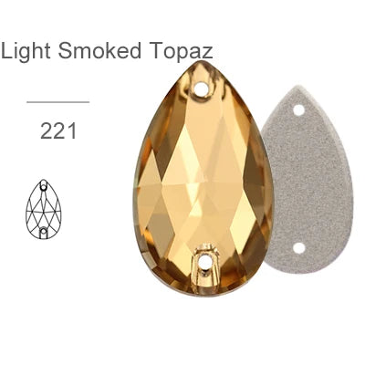 Light Smoked Topaz Glass Crystal Teardrop: 17x28mm