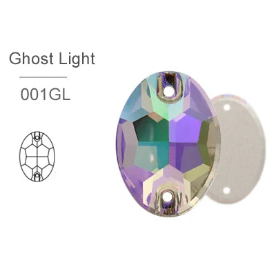 Ghost Light Glass Crystal Oval 13x18mm