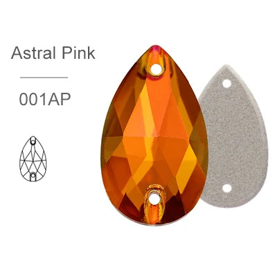 Astral Pink Glass Crystal Teardrop: 11x18mm