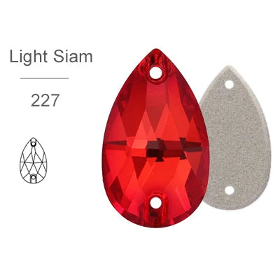 Light Siam Glass Crystal Teardrop: 11x18, 13x22, or 17x28mm