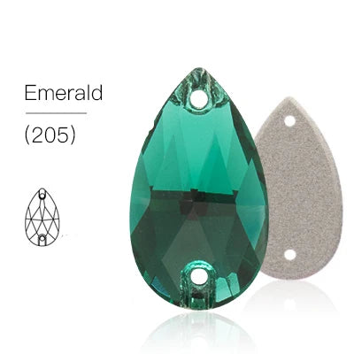 Emerald Glass Crystal Teardrop: 11x18, 13x22, or 17x28mm