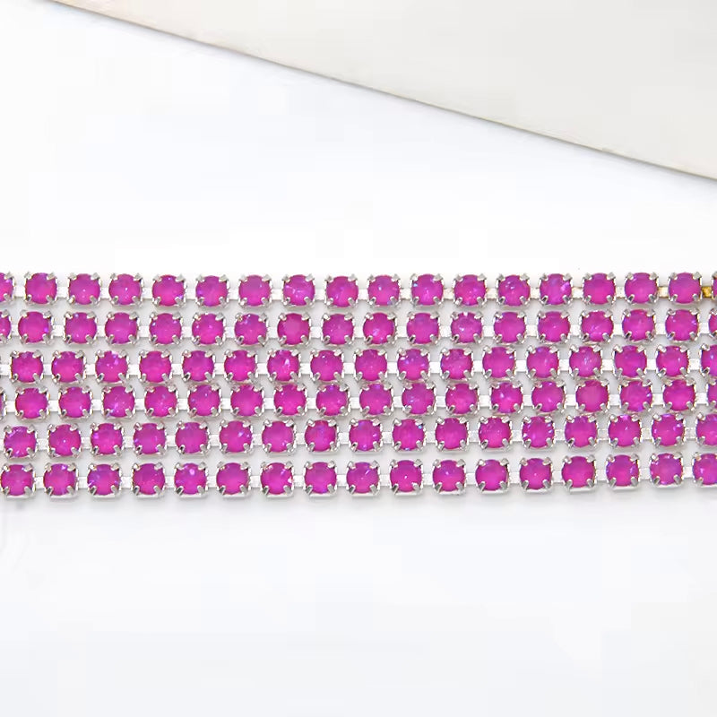 Silver Magenta Mocha Banding SS8: Sold per 1 yard or per 10 yard roll