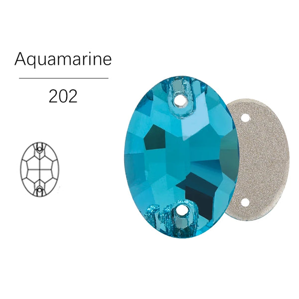 Aquamarine Glass Crystal Oval 13x18mm