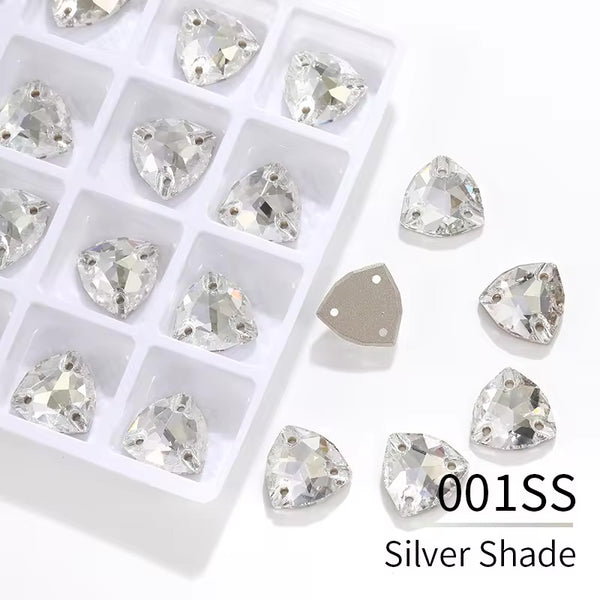 Silver Shade Glass Crystal Triangle 16mm or 22mm