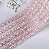 Silver Pale Pink Pearl SS8 Banding: Sold per yard or 10 yard roll