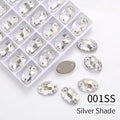 Silver Shade Glass Crystal Oval