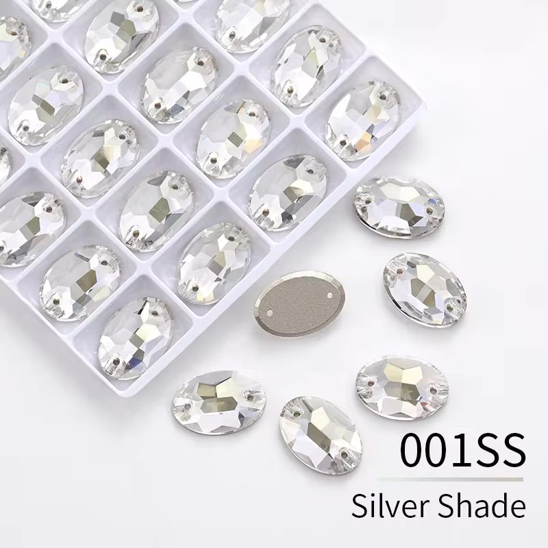 Silver Shade Glass Crystal Oval