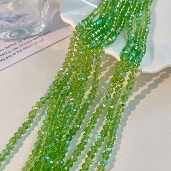 Clear Lime AB 3mm Rondelle Beads #194: Single Strand or 10 Strand Pack