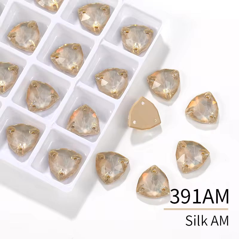 Mocha Silk Glass Crystal Triangle 12, 16, or 22mm