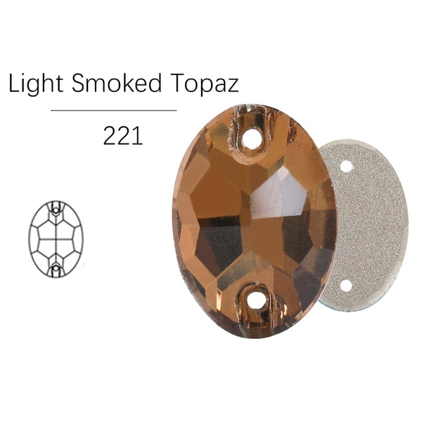 Light Smoked Topaz Glass Crystal Oval 13x18mm