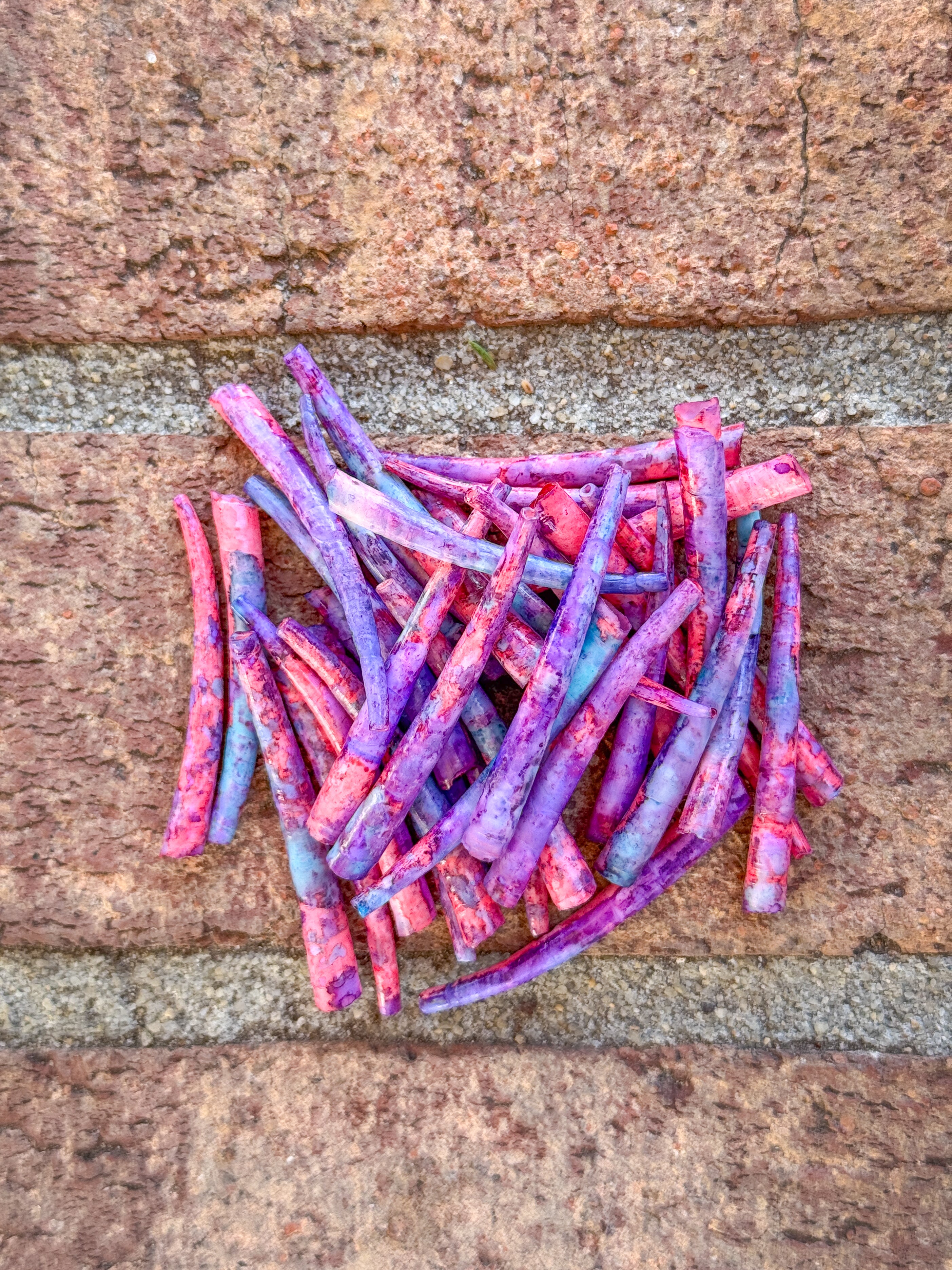 *READ DESCRIPTION* Unsealed Coral Tie Dye Dyed Dentalium 1oz