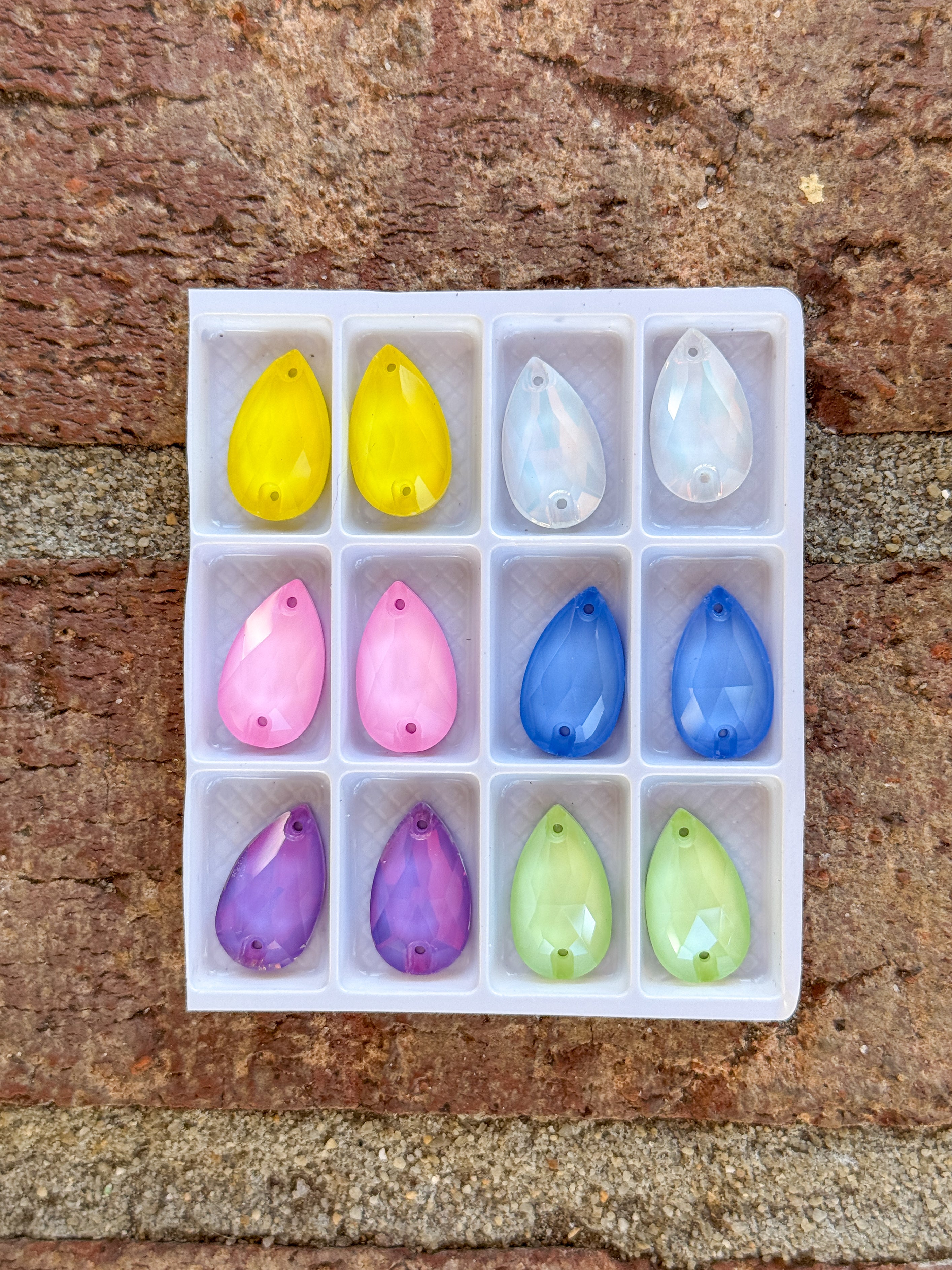 Assorted Glass Crystal Teardrop Set: 6 Pairs