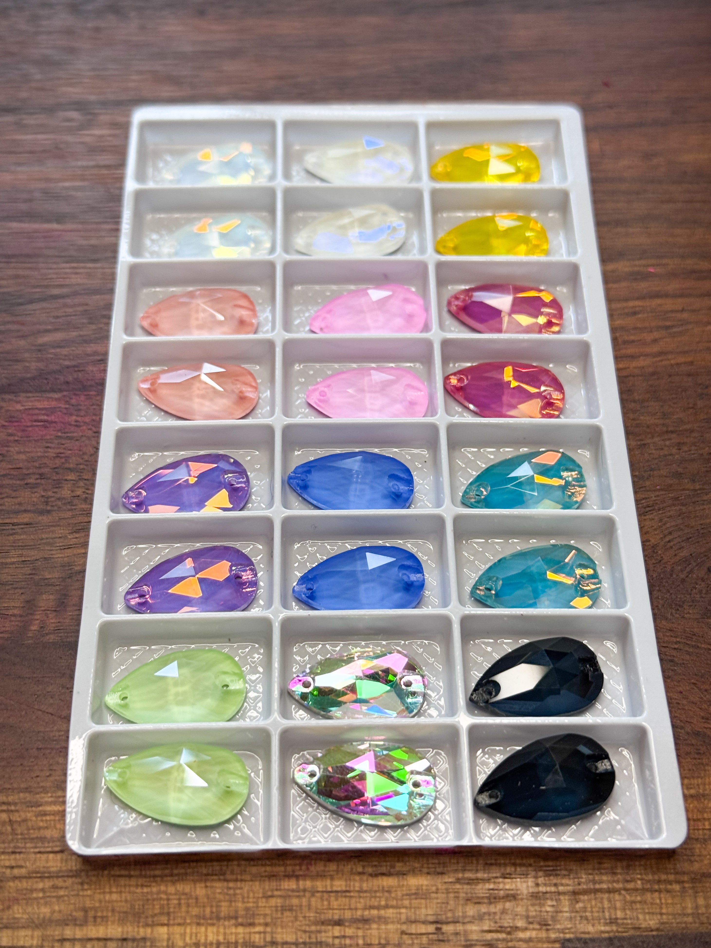 Assorted Glass Crystal Teardrop Set: 12 Pairs