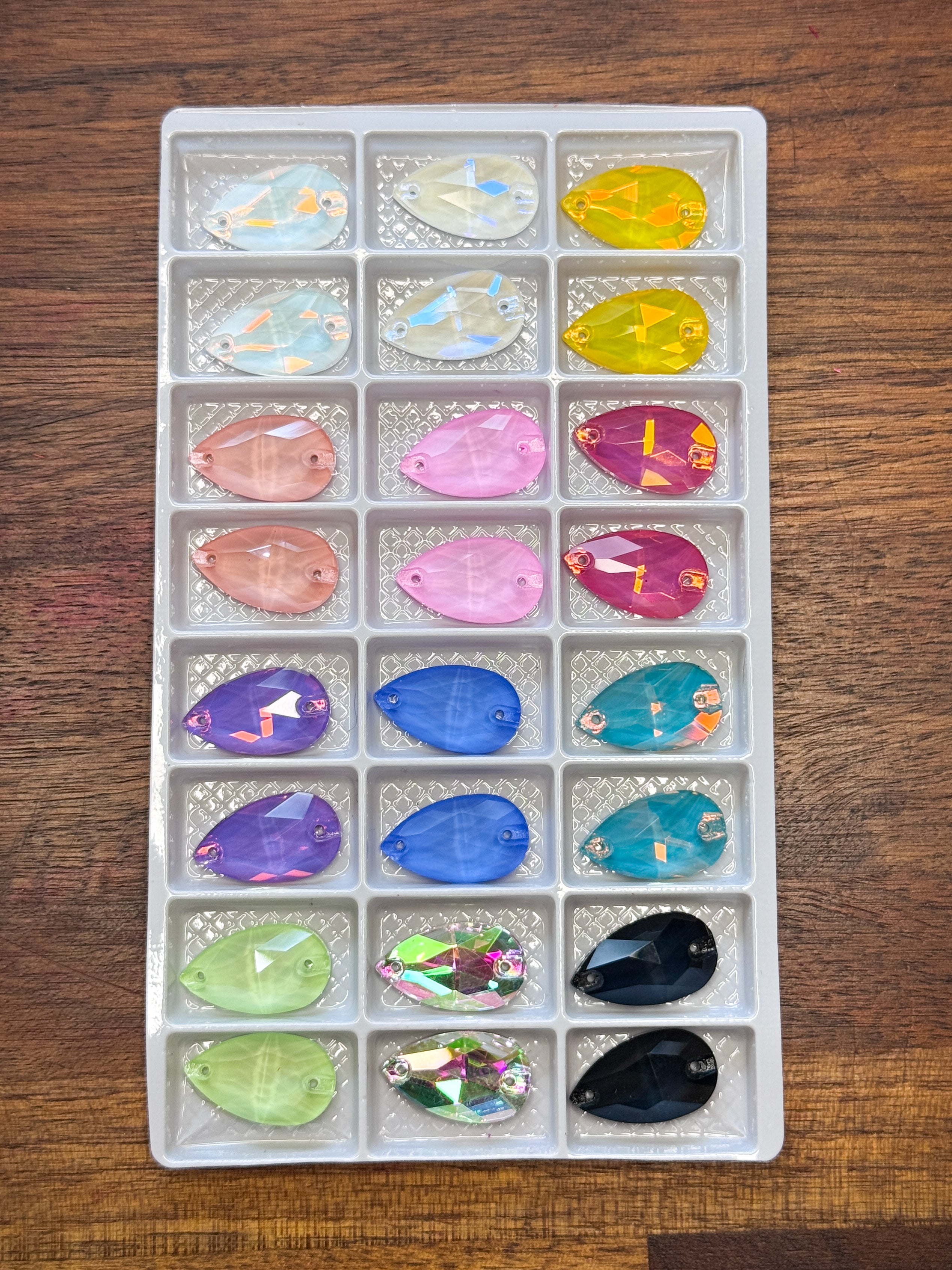 Assorted Glass Crystal Teardrop Set: 12 Pairs