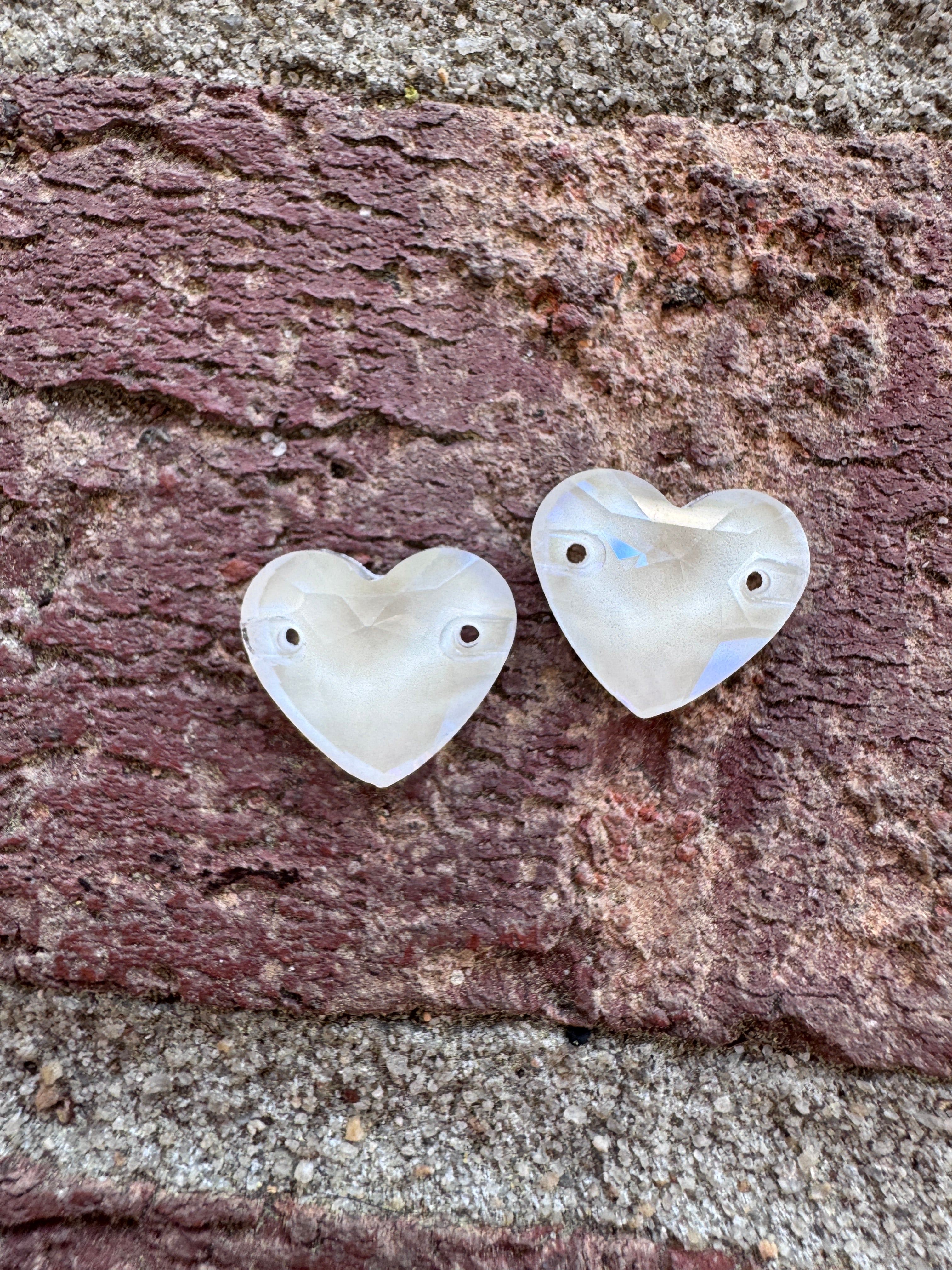 White Crystal EN Glass Crystal Heart: Sold Per Pair, Half Tray, or Tray