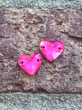 Fuchsia AM Glass Crystal Heart: Sold Per Pair, Half Tray, or Tray