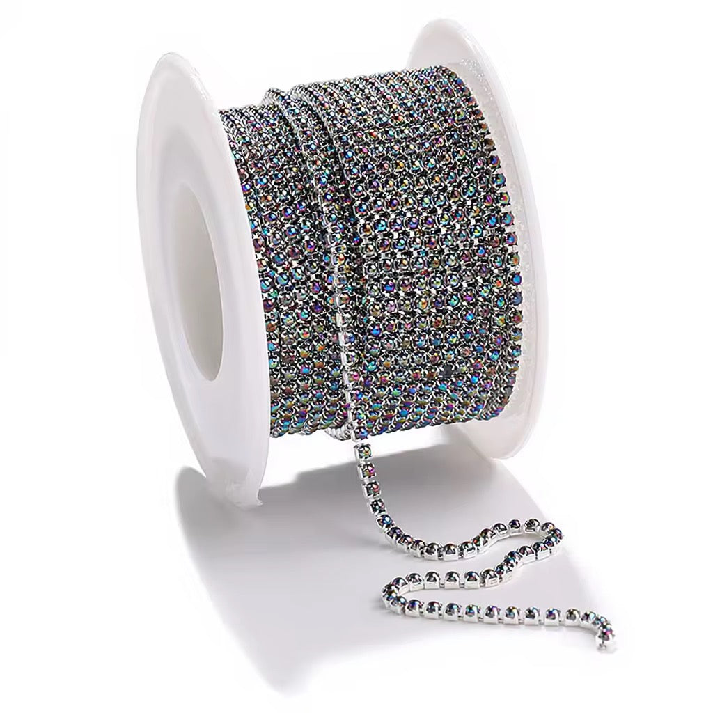 Silver Black AB Pearl SS6 Banding: Sold per yard or 10 yard roll