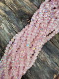 6mm Pale Pink AB Glass Crackle Beads