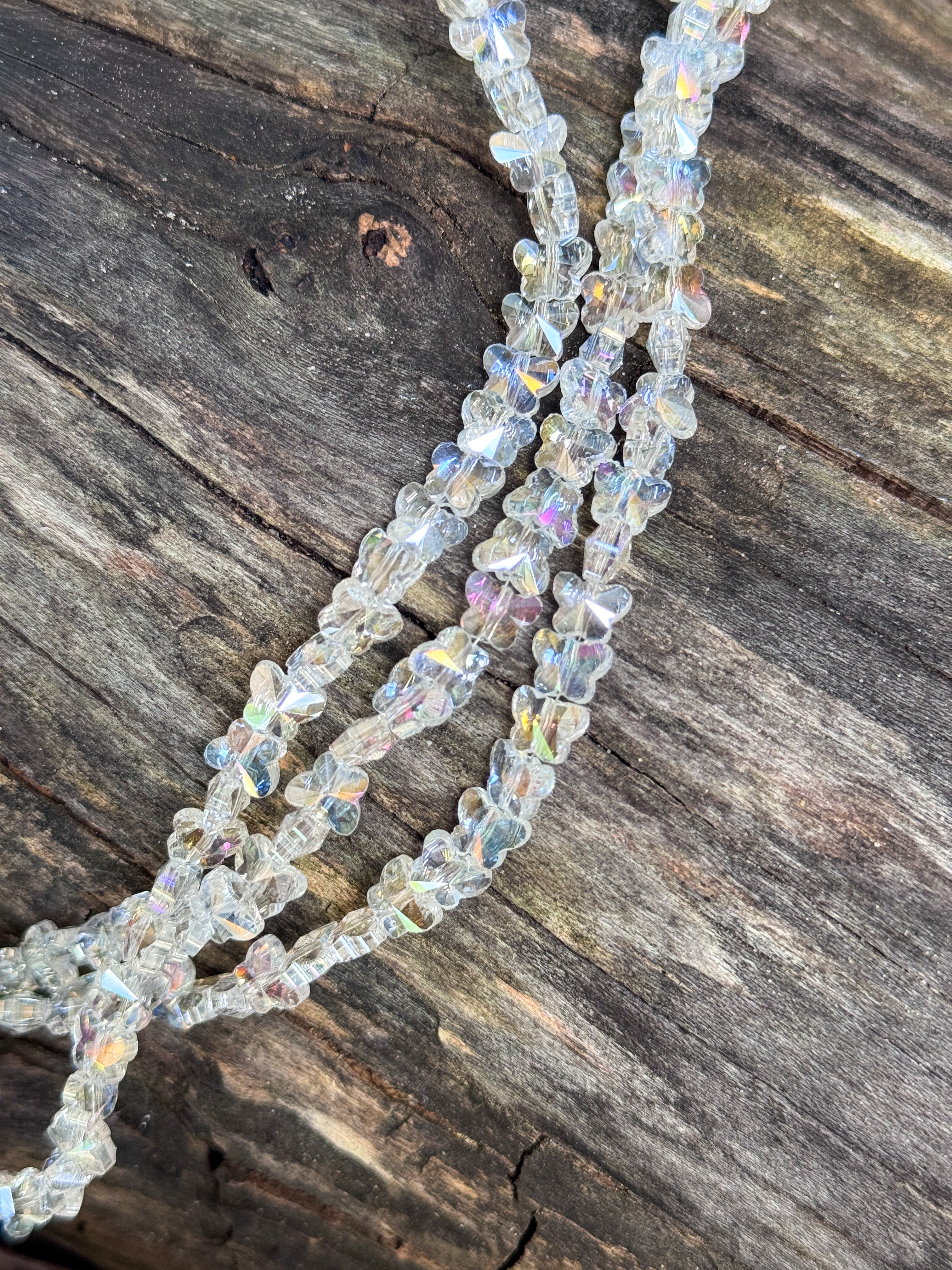 8mm Clear AB Glass Crystal Butterfly Beads