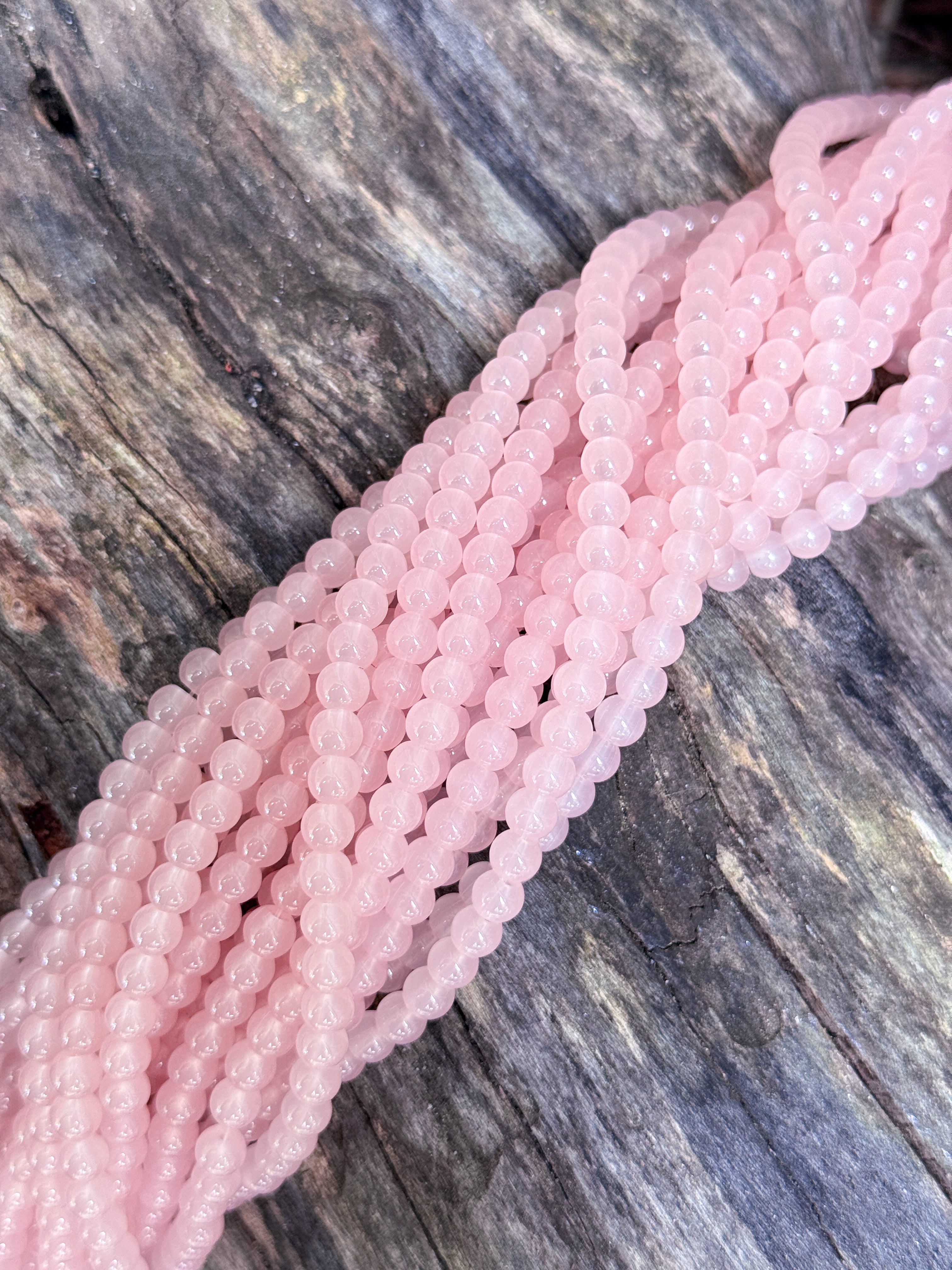 6mm Baby Pink Creamy Glass Beads