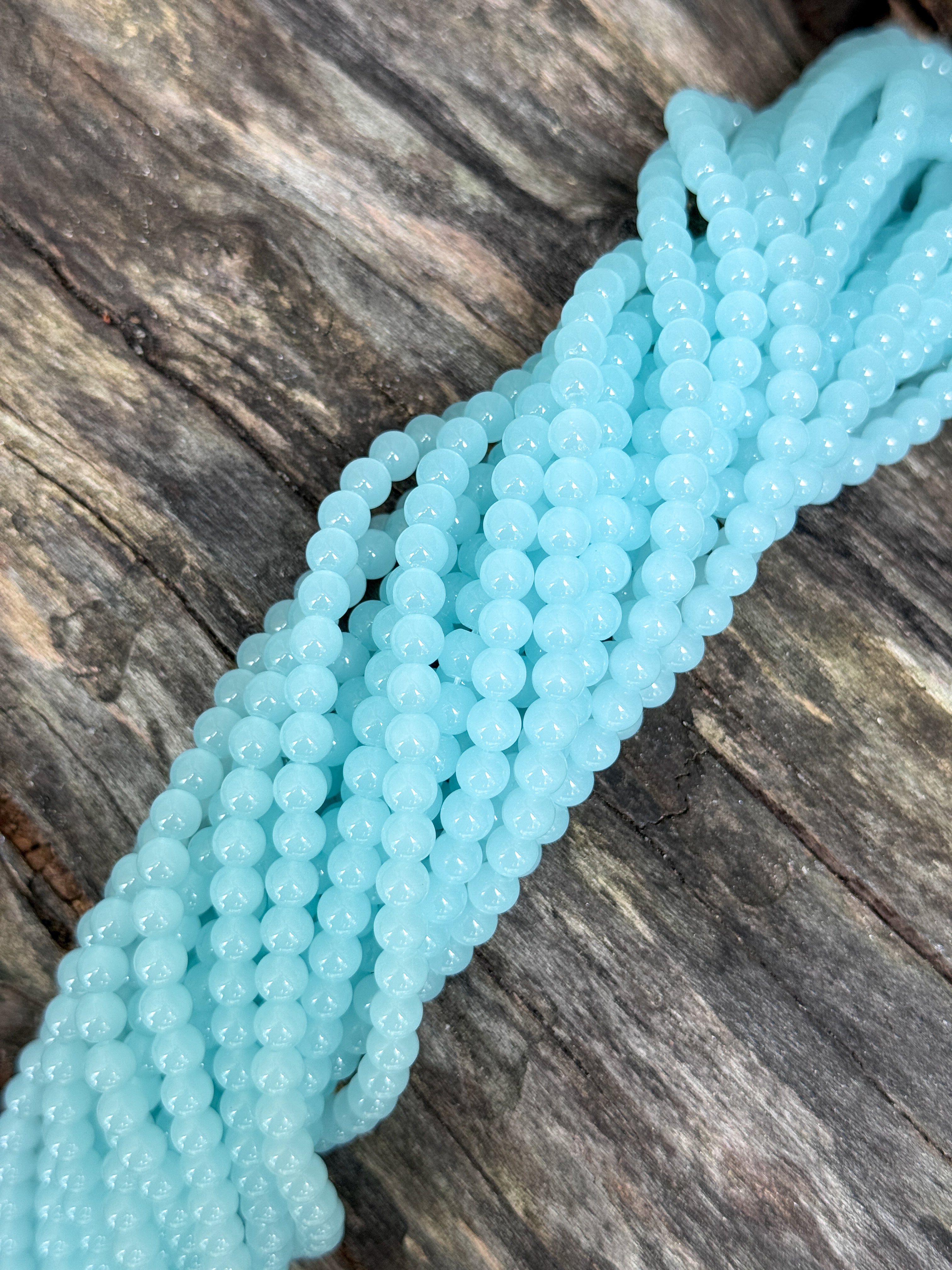 6mm Robin’s Egg Blue Creamy Glass Beads