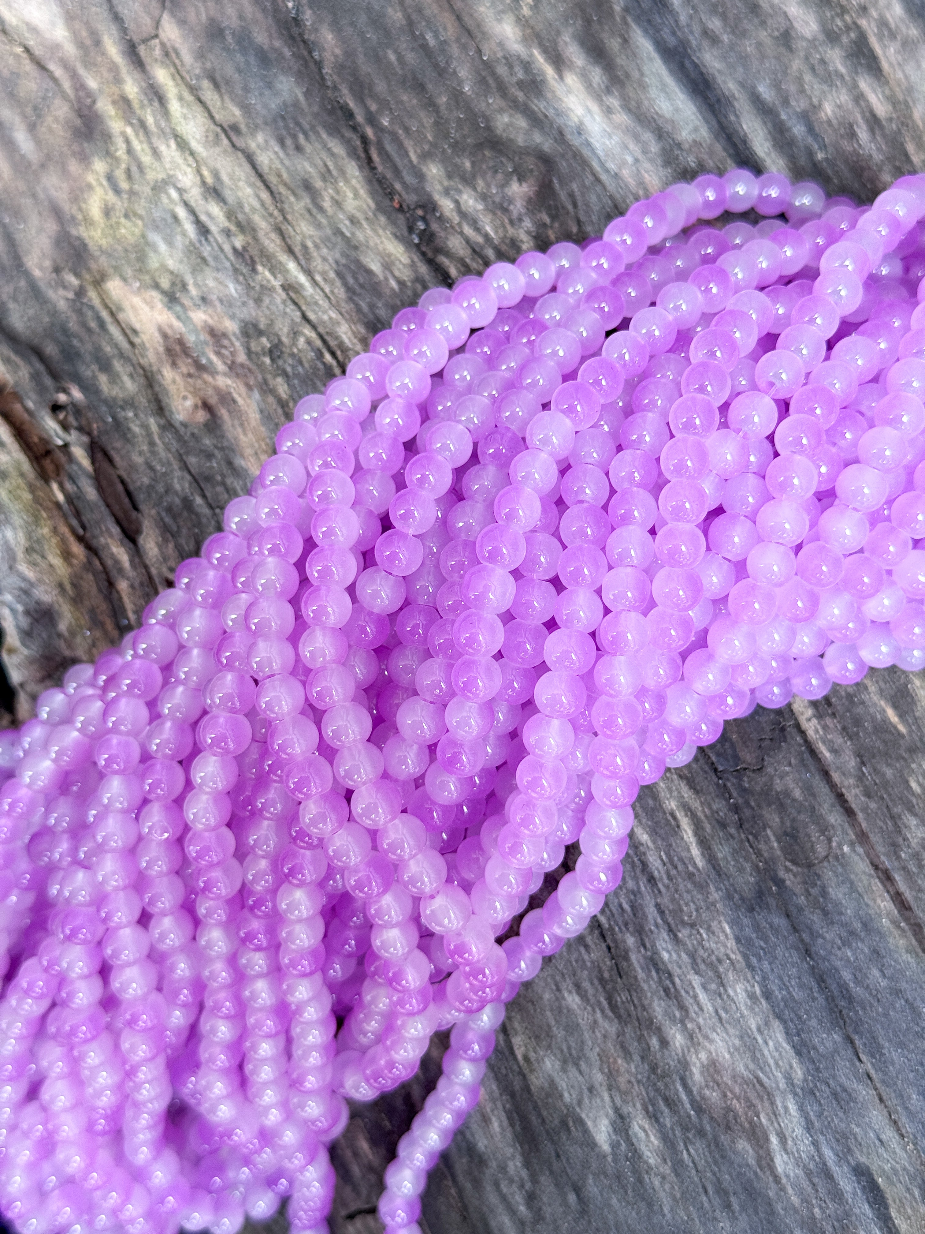 6mm Lilac Glass Two Toned Beads