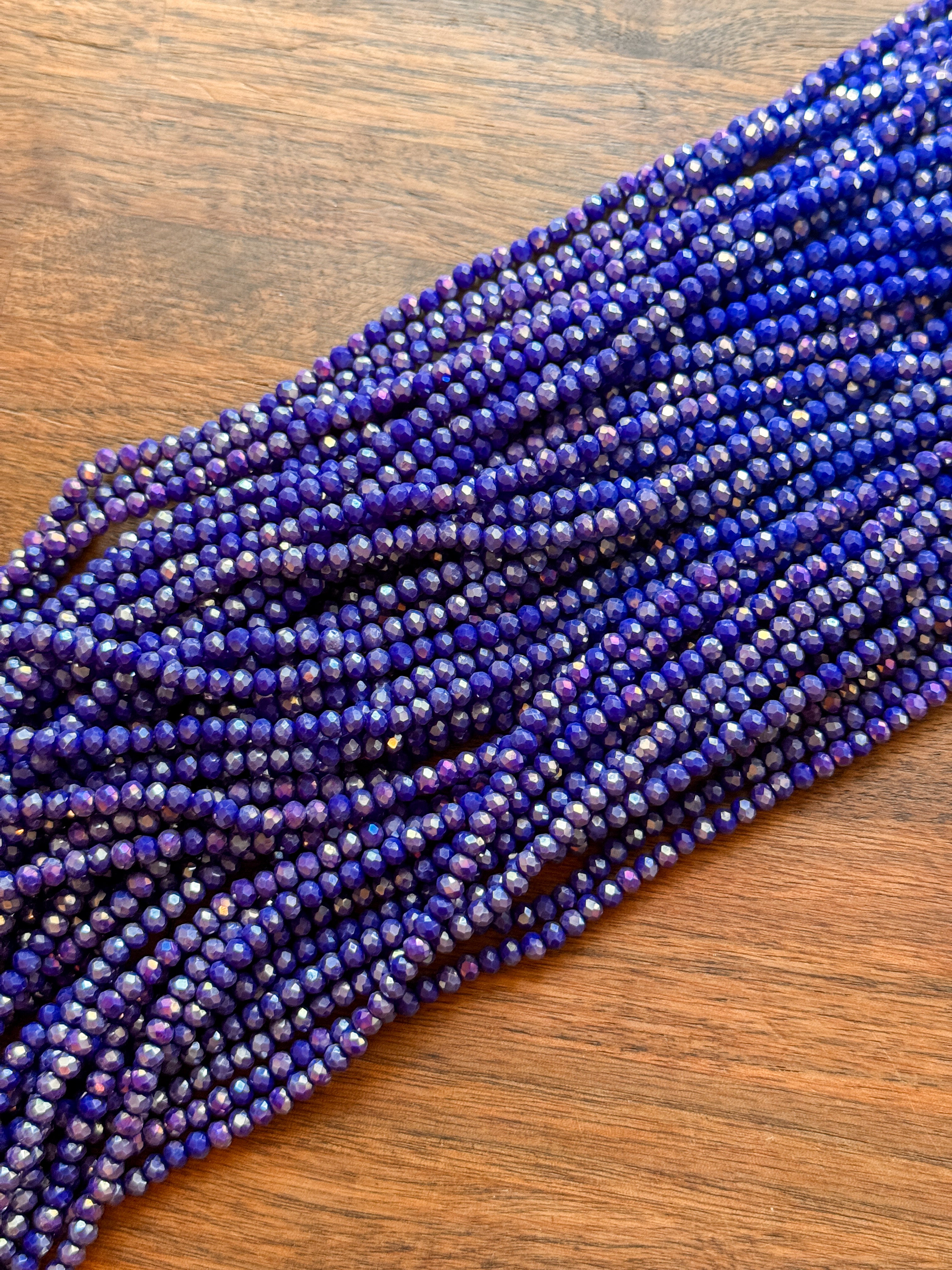 Sapphire Blue AB Rondelle Beads #221: Single Strand or 10 Strand Pack