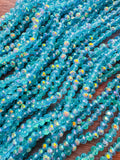 Clear Blue Turquoise AB 4mm Rondelle Beads #154: Single Strand or 10 Strand Pack