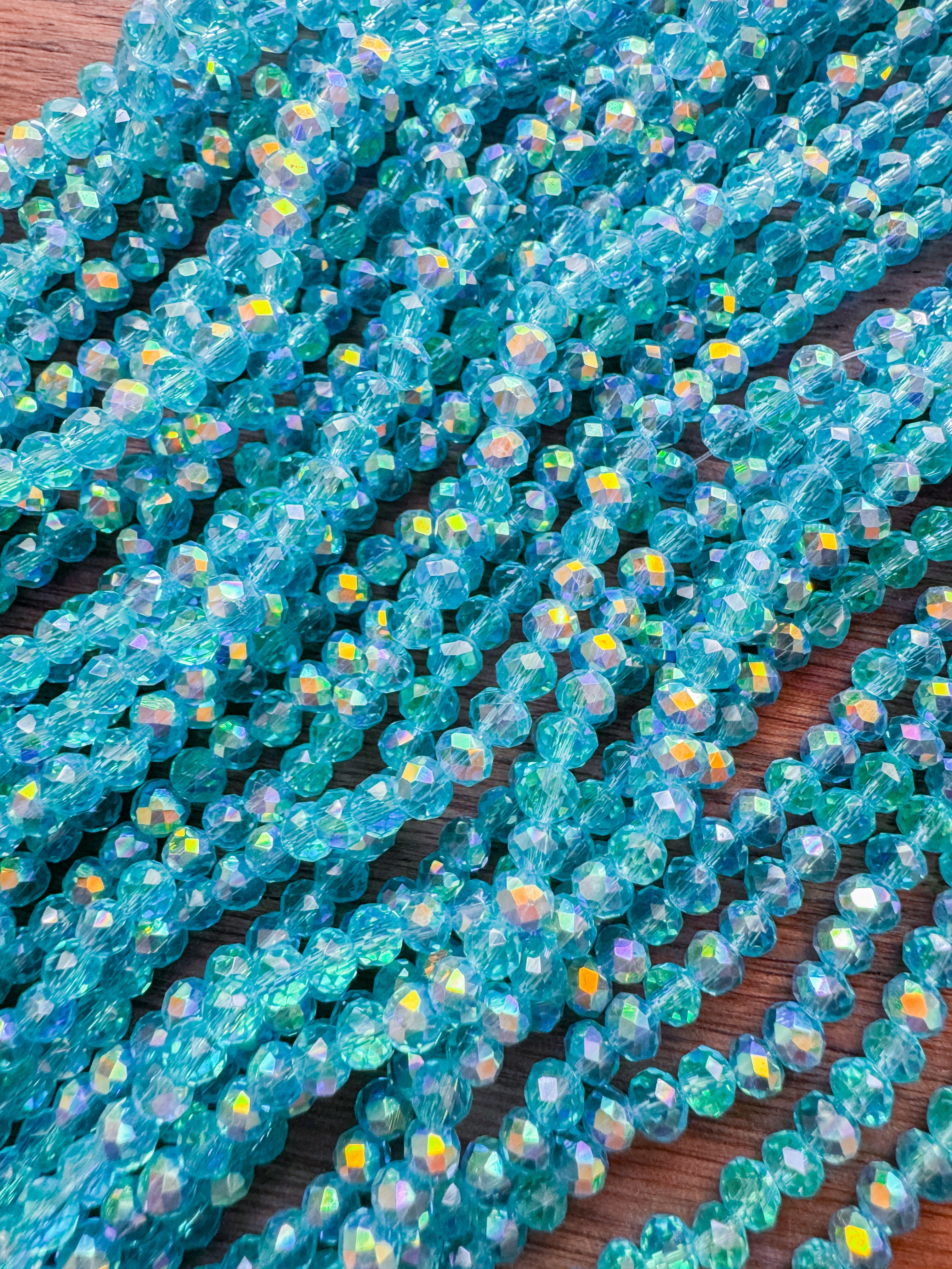 Clear Blue Turquoise AB 4mm Rondelle Beads #154: Single Strand or 10 Strand Pack