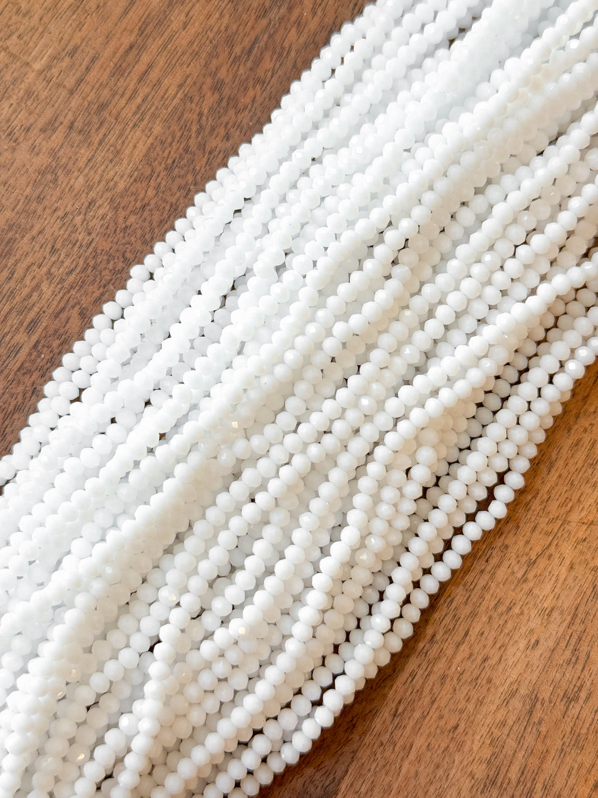 White Rondelle Beads D/3: Single Strand or 10 Strand Pack