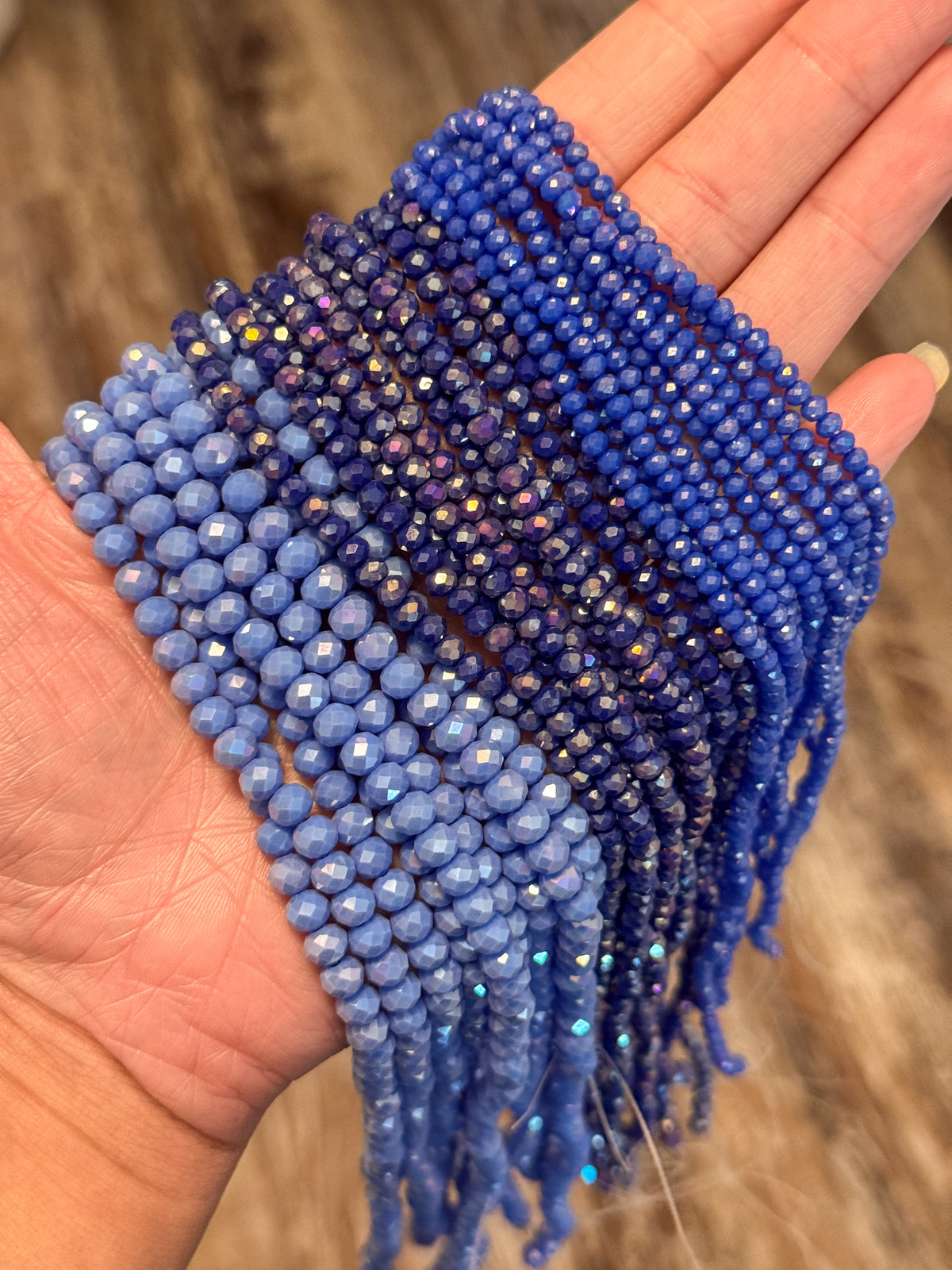 Sapphire Blue AB Rondelle Beads #221: Single Strand or 10 Strand Pack