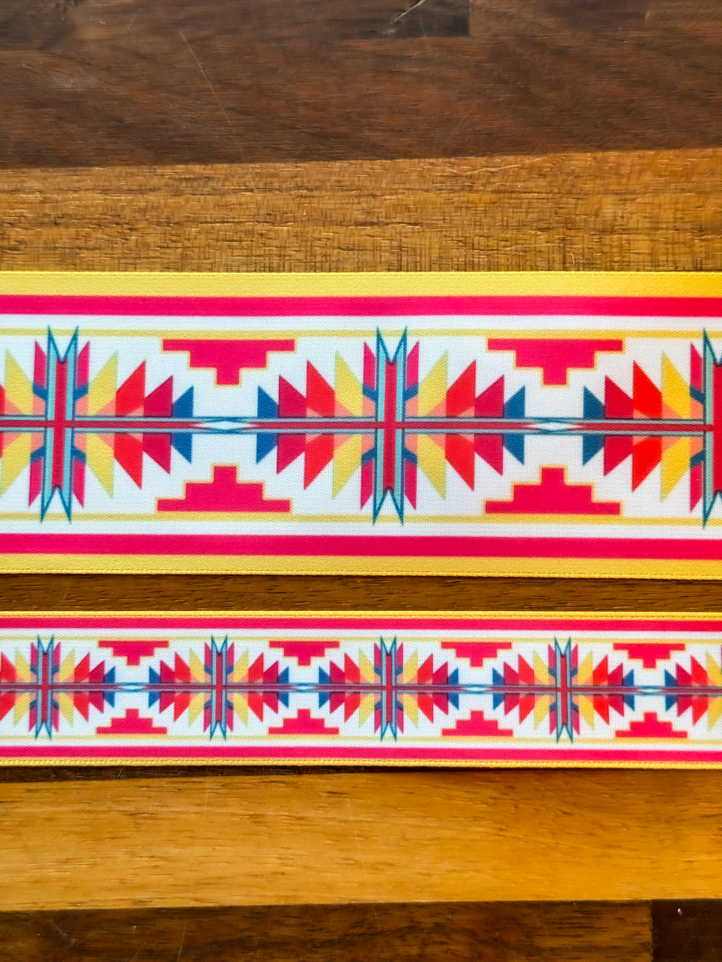 Hot Pink & Yellow Native Print Ribbon