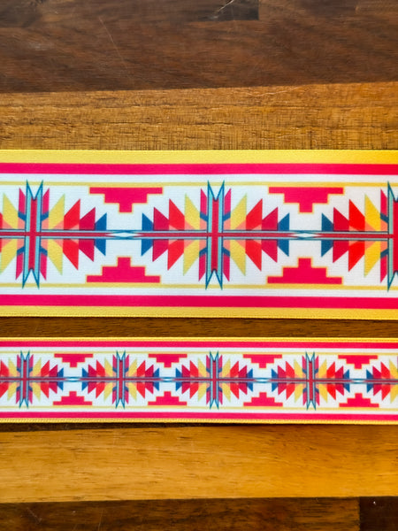Hot Pink & Yellow Native Print Ribbon