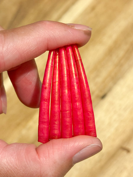 *READ DESCRIPTION* Unsealed Watermelon Red Dyed Dentalium 1oz