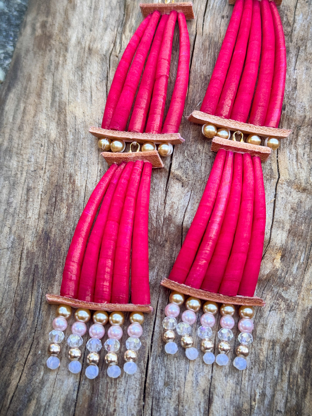Handmade Dyed Dentalium Earrings