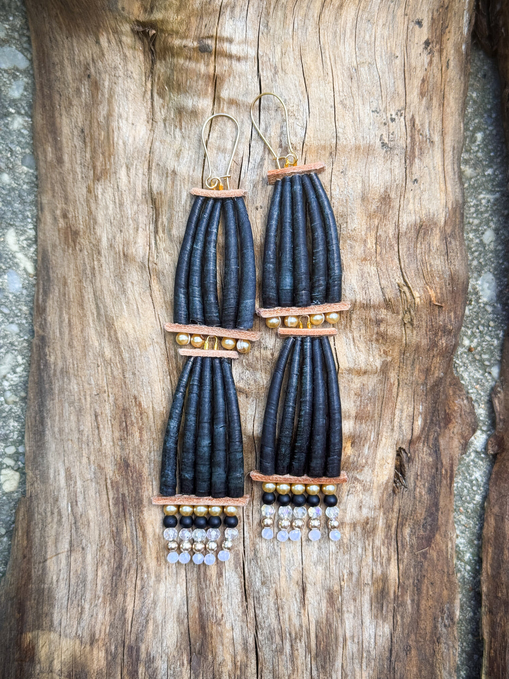 Handmade Dyed Dentalium Earrings